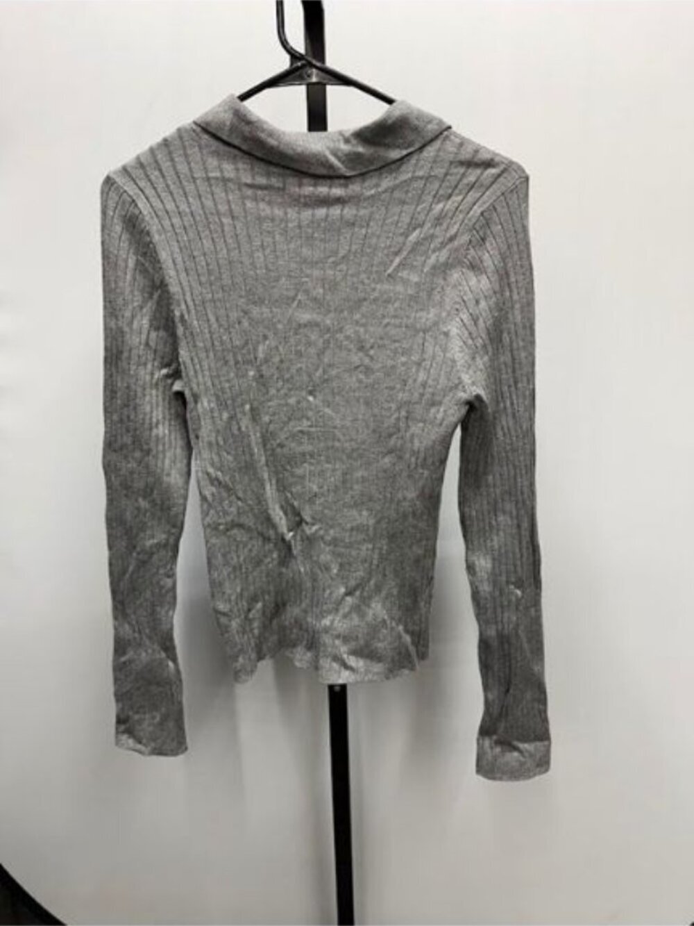 Worthington Grey Ribbed Collared Button Sweater - Picture 5 of 5